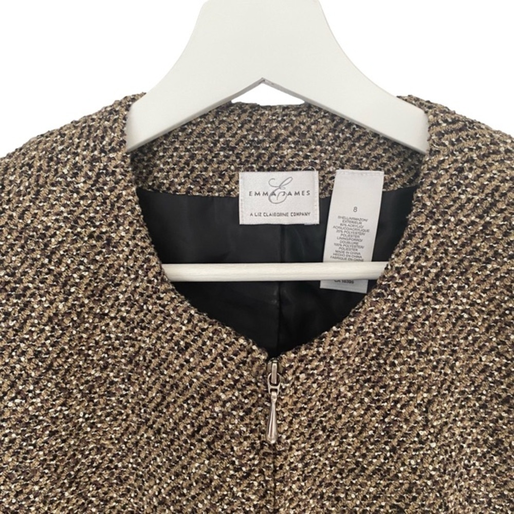 EMMA & JAMES Liz Claiborne Tweed Skirt and Jacket Suit Tan Black Women Size 8 - Picture 5 of 16
